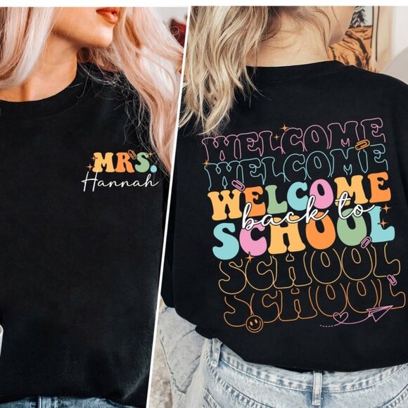 Welcome Back To School Shirt, Custom Name Teacher Shirt, Kindergarten Team Tee - Picture 1 of 3